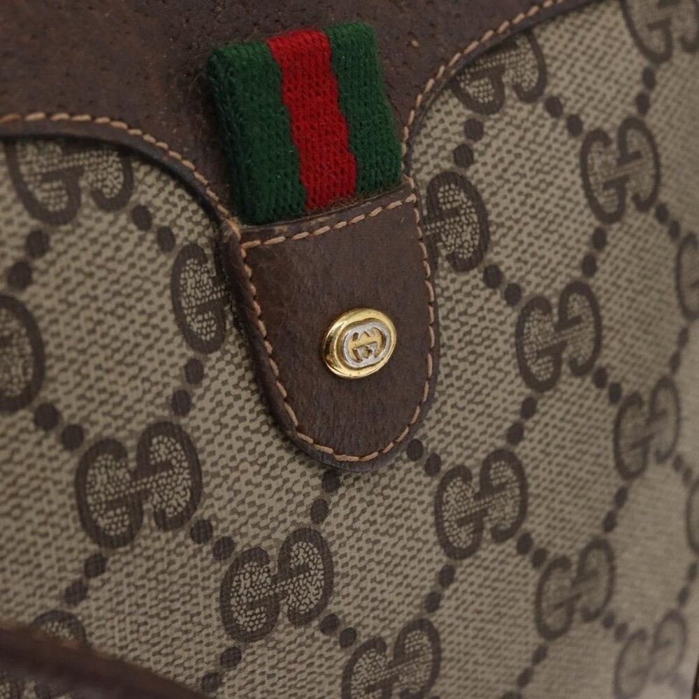 Authentic GUCCI GG Supreme Web Sherry Line Bag PVC Beige Gold 156 02 066 - Picture 7 of 16